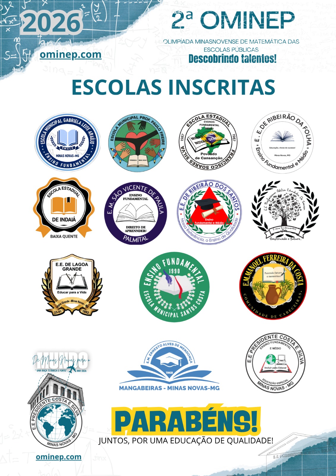 Escolas inscritas na 2ª OMINEP